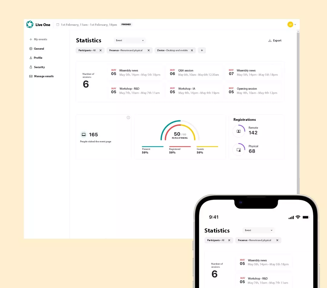 Screens of the data reporting functions on the Wisembly App